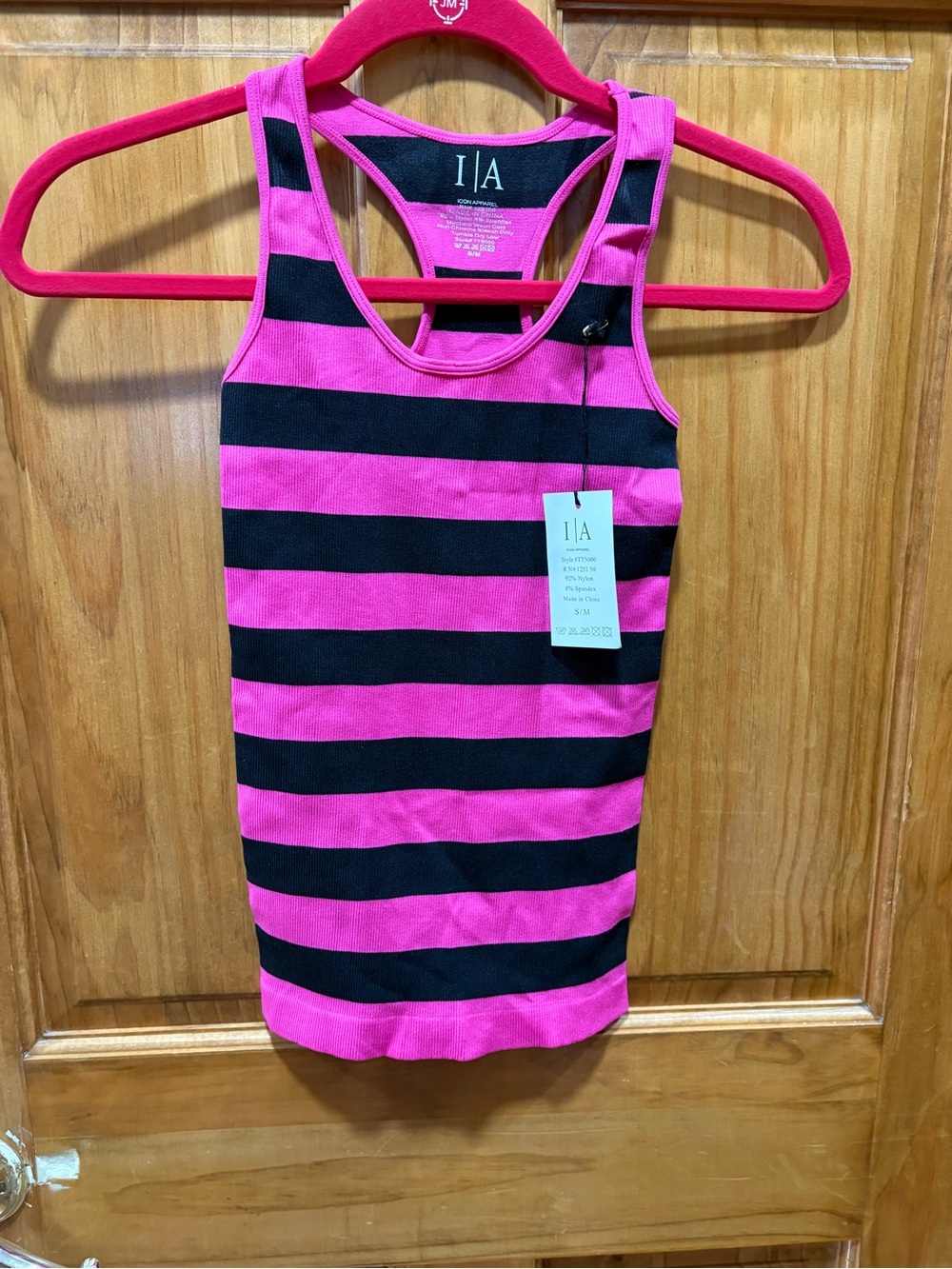 Pink & Black Striped Tank Top